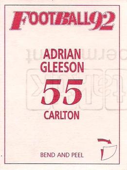 1992 Select AFL Stickers #55 Adrian Gleeson Back
